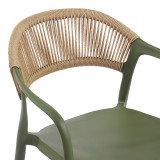 Fotel i grumbullueshëm Ankara pakoworld pp në ngjyrë jeshile ulliri dhe rattan pe në ngjyrë natyrale 54x55.5x77cm