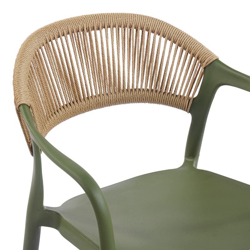 Fotel i grumbullueshëm Ankara pakoworld pp në ngjyrë jeshile ulliri dhe rattan pe në ngjyrë natyrale 54x55.5x77cm