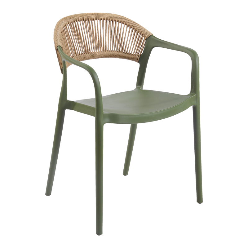 Fotel i grumbullueshëm Ankara pakoworld pp në ngjyrë jeshile ulliri dhe rattan pe në ngjyrë natyrale 54x55.5x77cm