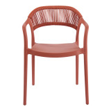 Fotel i palosshëm Ankara pakoworld pp në ngjyrë terrakote pe rattan 54x55.5x77cm