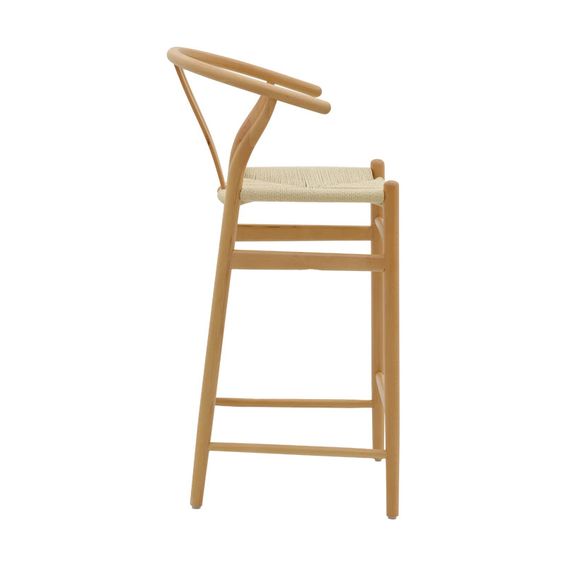 Stol bari Wishbone pakoworld dru ahu natyral-litar natyral 53x54x107cm