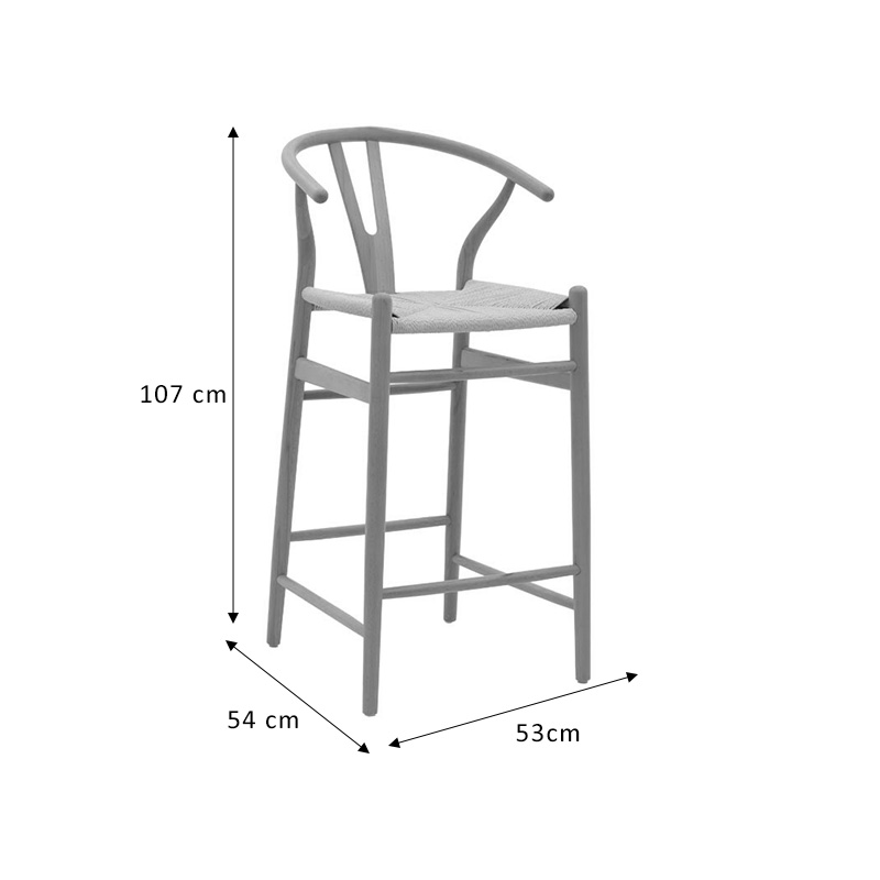 Stol bari Wishbone pakoworld dru ahu i zi-litar natyral 53x54x107cm