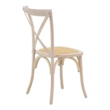 Karrige Dylon pakoworld e palosshme dru ahu i larë me të bardhë-rattan ndenjëse natyrale 48x52x89cm