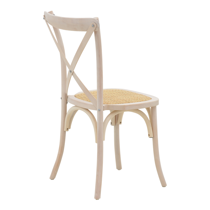 Karrige Dylon pakoworld e palosshme dru ahu i larë me të bardhë-rattan ndenjëse natyrale 48x52x89cm