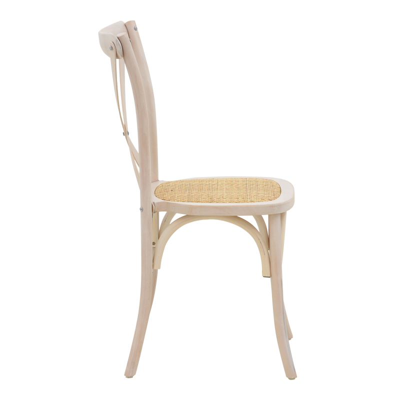 Karrige Dylon pakoworld e palosshme dru ahu i larë me të bardhë-rattan ndenjëse natyrale 48x52x89cm