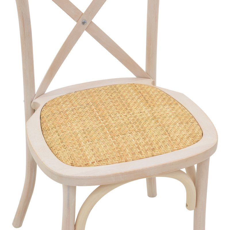 Karrige Dylon pakoworld e palosshme dru ahu i larë me të bardhë-rattan ndenjëse natyrale 48x52x89cm