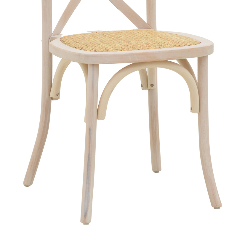 Karrige Dylon pakoworld e palosshme dru ahu i larë me të bardhë-rattan ndenjëse natyrale 48x52x89cm
