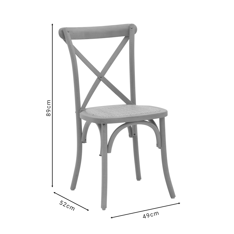 Karrige Dylon pakoworld e palosshme dru ahu i larë me të bardhë-rattan ndenjëse natyrale 48x52x89cm