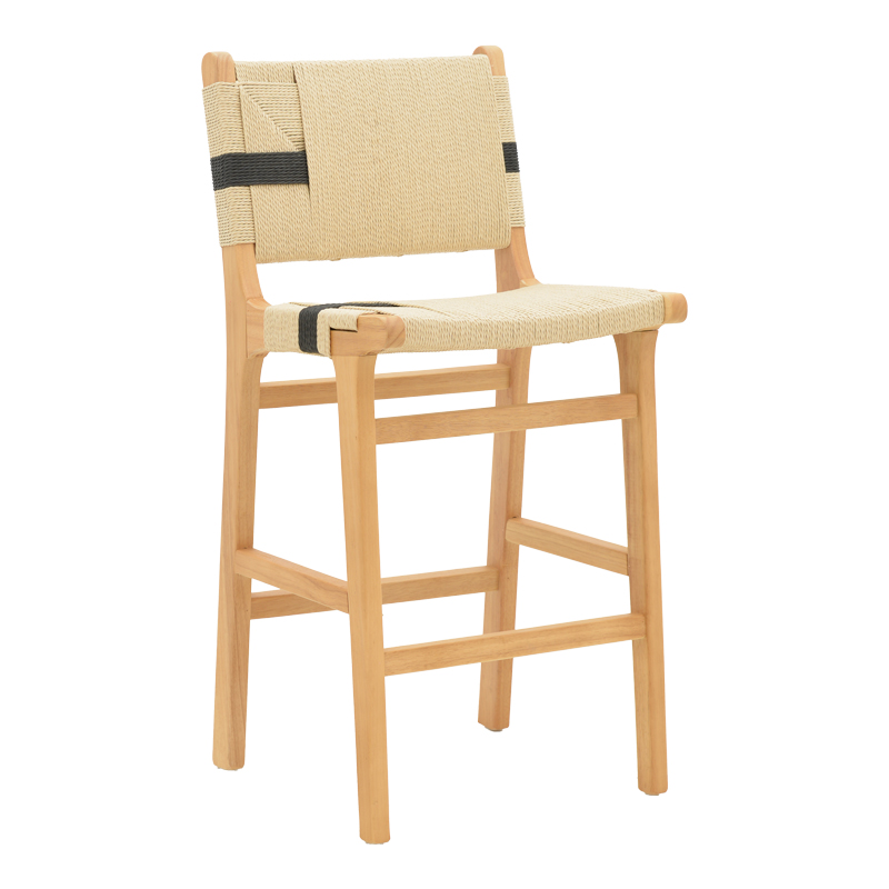 Stol bar Julien pakoworld dru druri natyral-natyral-litar i zi 45x46x95cm
