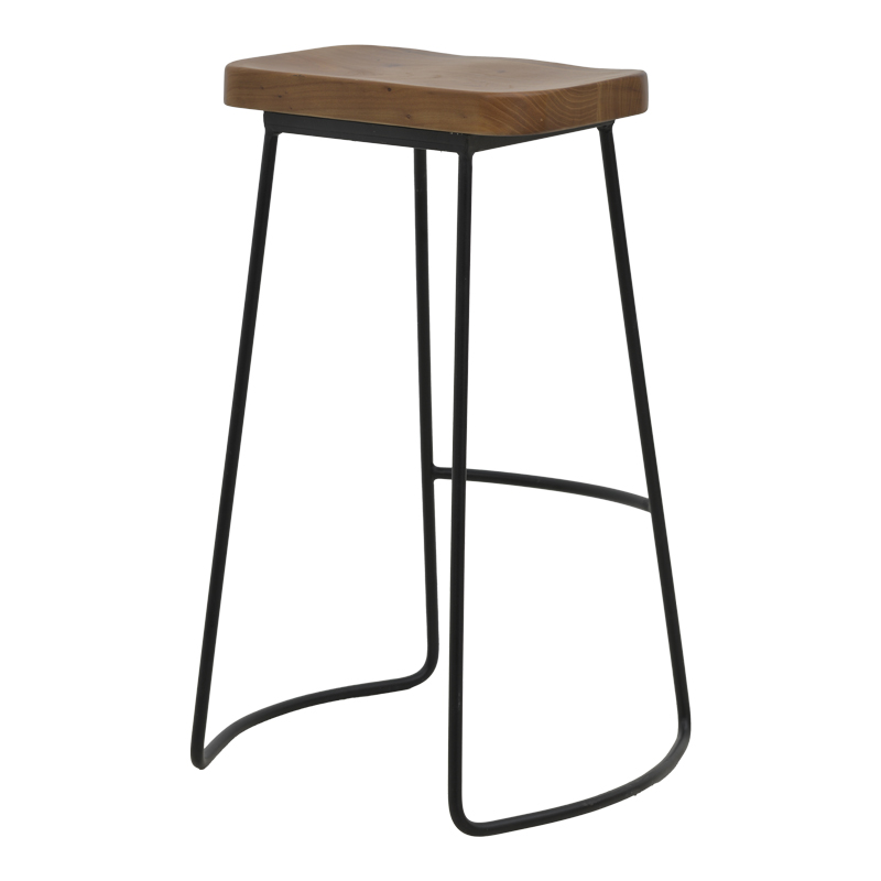 Stol bar Lamul pakoworld dru elm në nuancë arrë-e zezë dhe metal 48x42x71cm