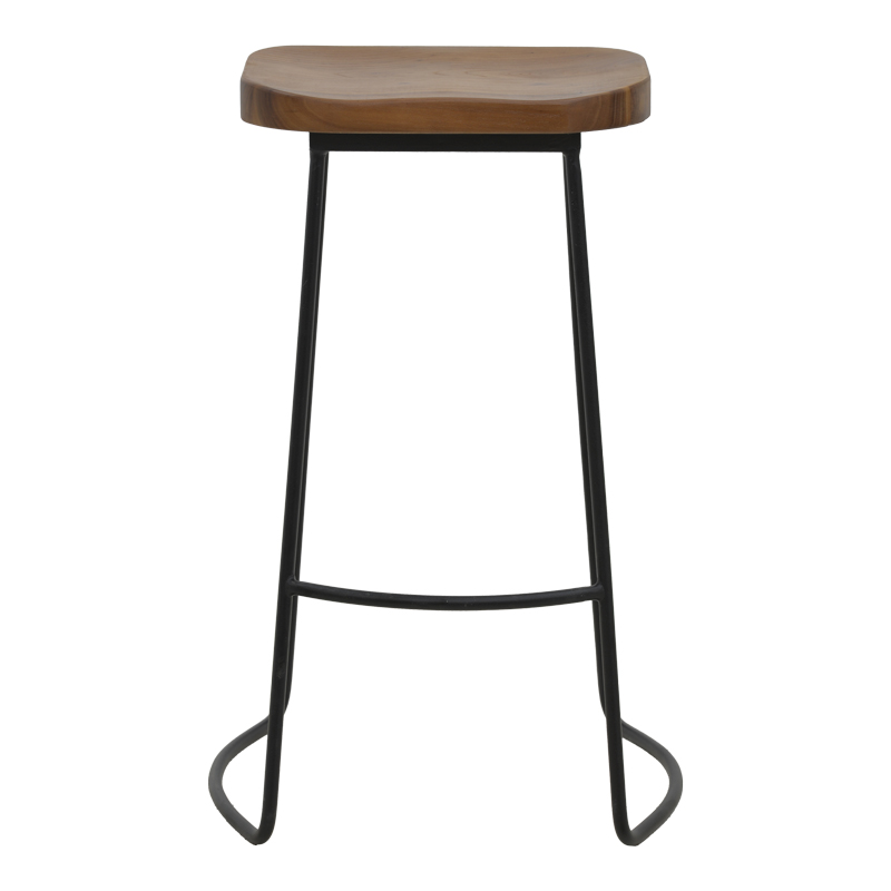 Stol bar Lamul pakoworld dru elm në nuancë arrë-e zezë dhe metal 48x42x71cm
