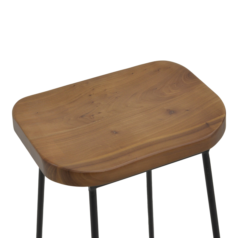 Stol bar Lamul pakoworld dru elm në nuancë arrë-e zezë dhe metal 48x42x71cm