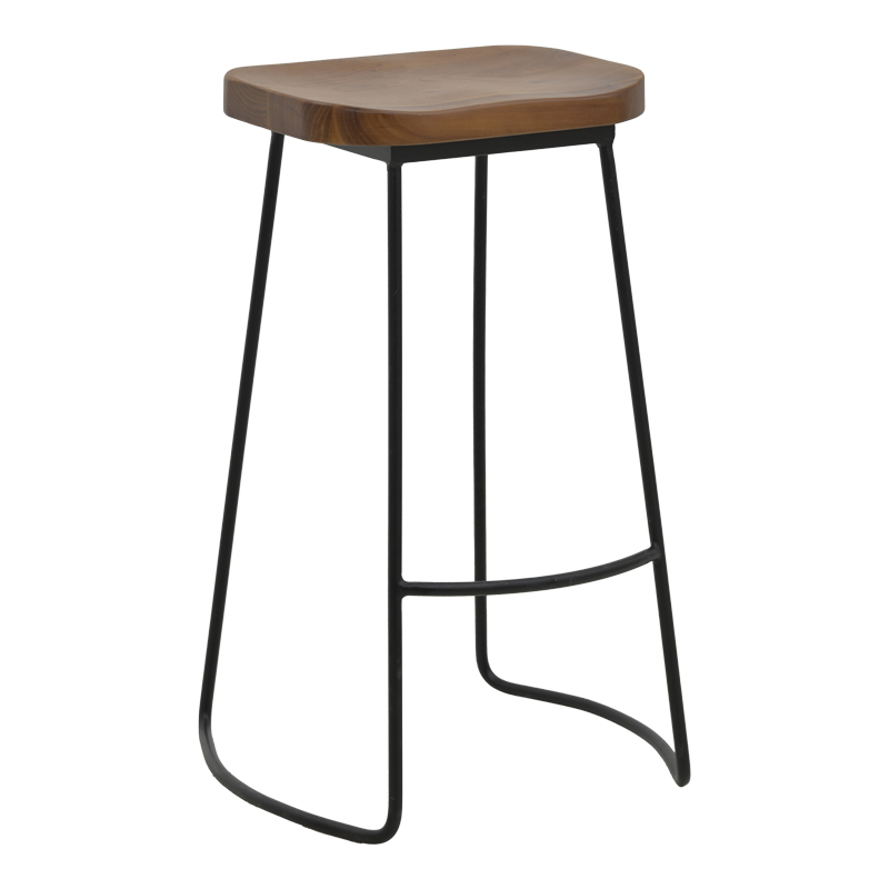 Stol bar Lamul pakoworld dru elm në nuancë arrë-e zezë dhe metal 48x42x71cm