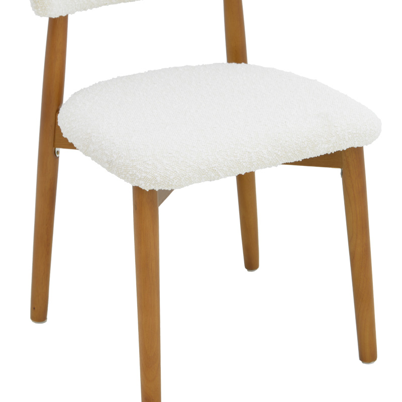 Karrige Ubene pakoworld dru gome në arrë-pëlhurë boucle në nuancë të bardhë 51x56x79cm