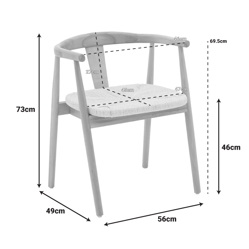 Fotel Gernine pakoworld dru masiv ahu i zi me litar 56x49x73cm