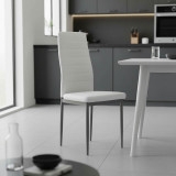 Karrige Parker pakoworld metal-PU e bardhë-këmbë antracit 42x48x98cm