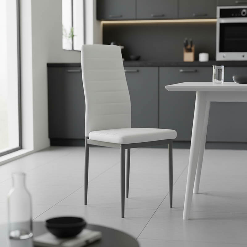 Karrige Parker pakoworld metal-PU e bardhë-këmbë antracit 42x48x98cm