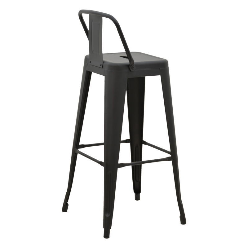 Stol bari me mbështetëse Utopia pakoworld metal i zi mat 42x42x97cm