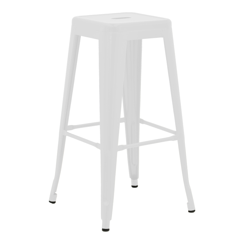 Stol bari Utopia pakoworld metal i bardhë mat 42x42x76cm