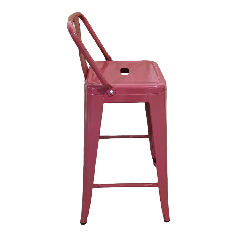 Stol bari me lartësi mesatare me mbështetëse shpine Utopia pakoworld metal terrakote 42x42x86cm