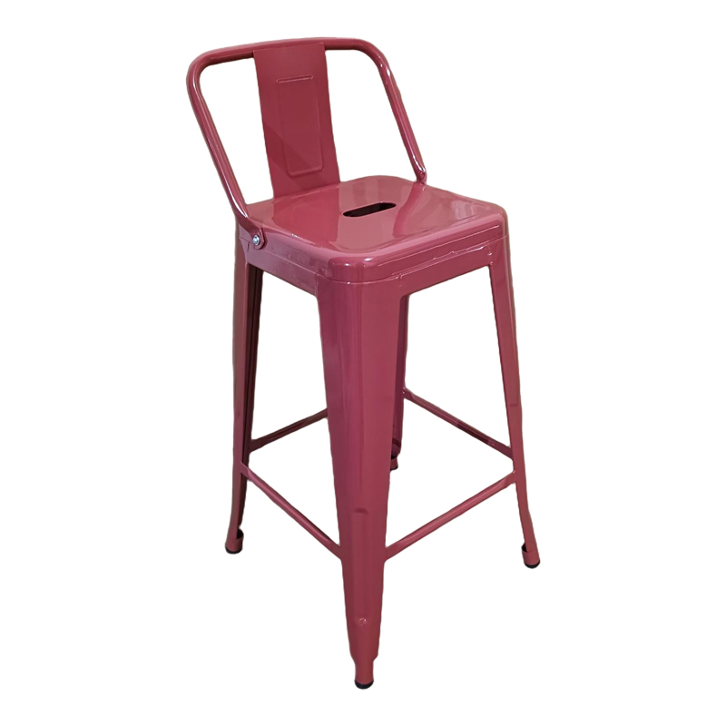 Stol bari me lartësi mesatare me mbështetëse shpine Utopia pakoworld metal terrakote 42x42x86cm
