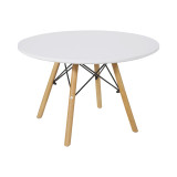 Tavolinë për fëmijë Julita pakoworld mdf i bardhë dhe dru ahu natyral Φ60x51cm