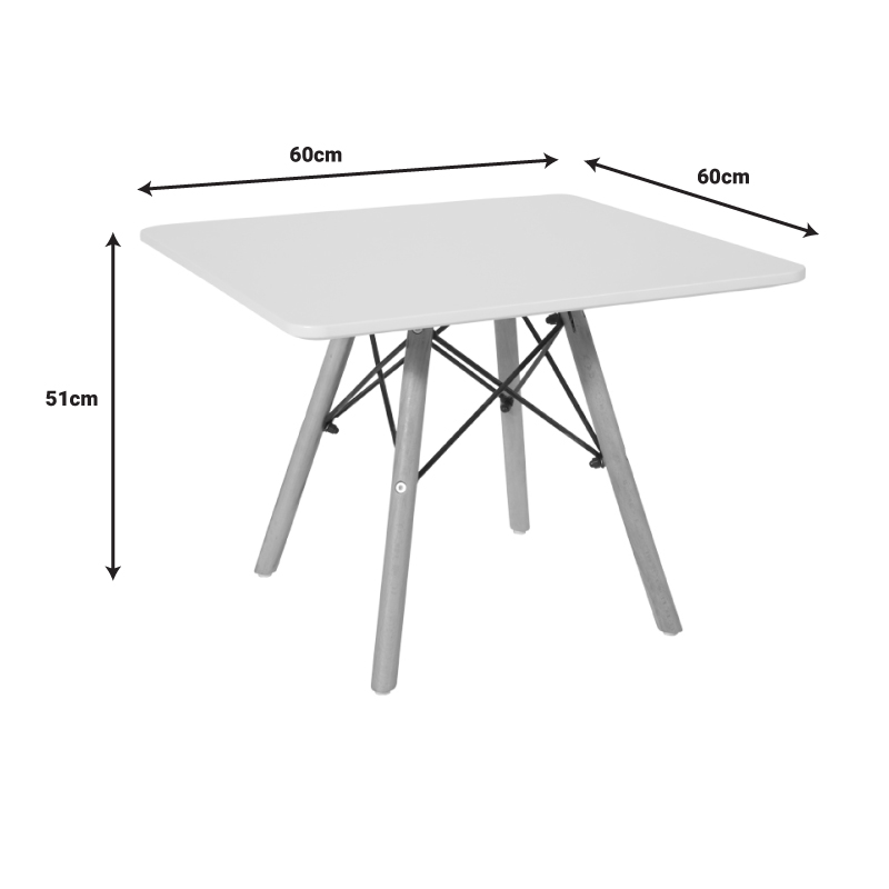Tavolinë për fëmijë Natali pakoworld MDF e bardhë dhe dru ahu natyral 60x60x51cm