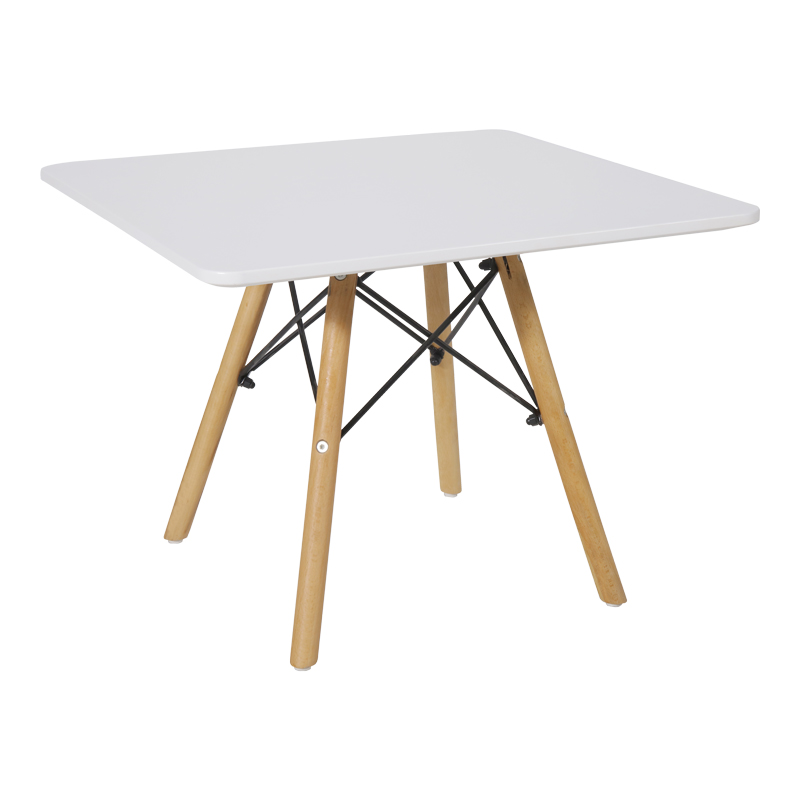 Tavolinë për fëmijë Natali pakoworld MDF e bardhë dhe dru ahu natyral 60x60x51cm