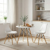 Julita-Gaston set tavoline ngrënieje 3 copë pakoworld MDF dhe dru ahu në nuancë të bardhë-natyrale Φ60x73cm
