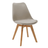 Tavolinë ngrënie Natali-Gaston set me 5 pakoworld MDF dhe dru ahu në nuancë gri-bardhë-natyrale 80x80x76cm