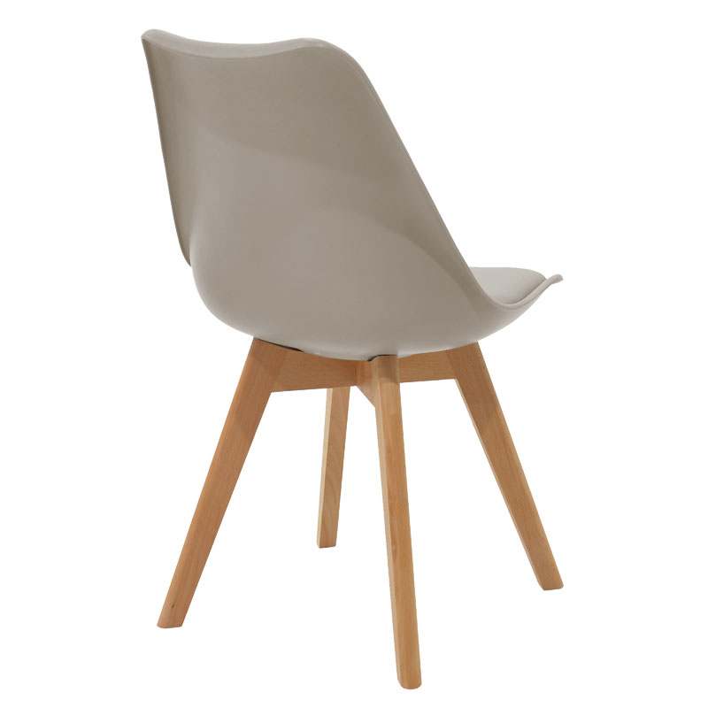 Tavolinë ngrënie Natali-Gaston set me 5 pakoworld MDF dhe dru ahu në nuancë gri-bardhë-natyrale 80x80x76cm