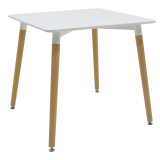 Tavolinë ngrënie Natali-Gaston set me 5 pakoworld MDF dhe dru ahu në nuancë gri-bardhë-natyrale 80x80x76cm