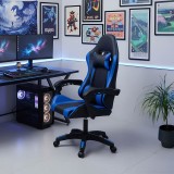 Karrige zyre lojërash William pakoworld PU i zi-blu