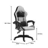 Karrige zyre lojërash Gline pakoworld pëlhurë e zezë-gri pp e zezë 60x59x118cm