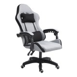 Karrige zyre lojërash Gline pakoworld pëlhurë e zezë-gri pp e zezë 60x59x118cm