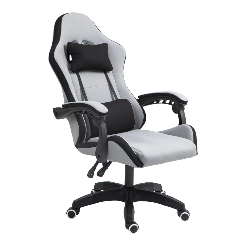 Karrige zyre lojërash Gline pakoworld pëlhurë e zezë-gri pp e zezë 60x59x118cm