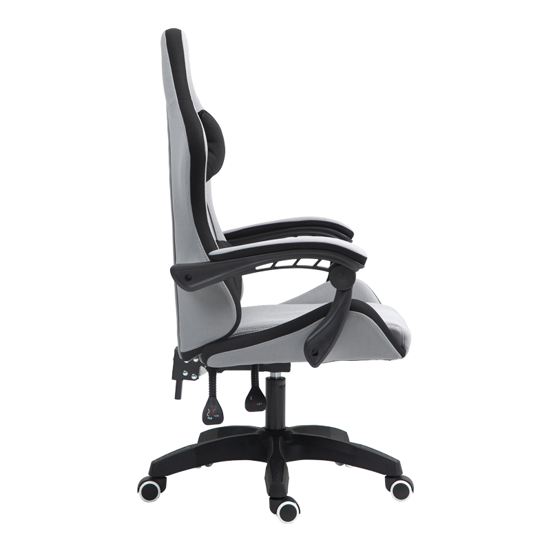 Karrige zyre lojërash Gline pakoworld pëlhurë e zezë-gri pp e zezë 60x59x118cm