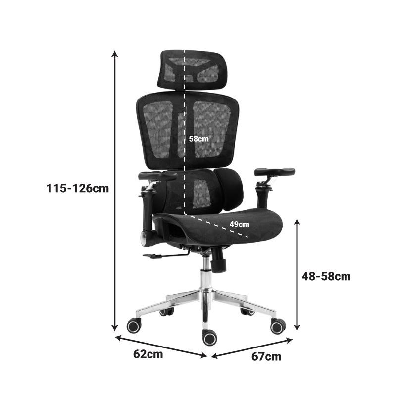 Karrige pune menaxheri Jeffer pakoworld rrjetë në ngjyrë të zezë 67x62x115-125cm