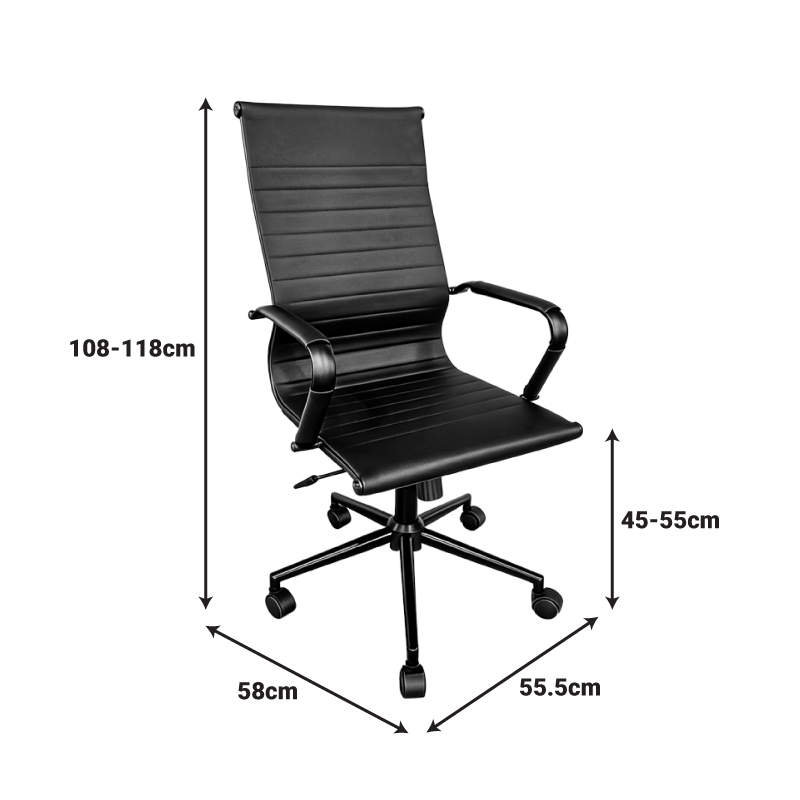 Karrige zyre menaxheri Valter pakoworld PU e zezë 55.5x58x108cm