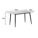 Tavolinë ngrënieje Gustas pakoworld mermer i zi gur i sinterizuar -këmbë metalike e zezë 120x60x75cm