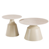Tavolina kafeje Sculpt pakoworld set me 2 metal kapuçino-gur i sinterizuar me pamje traverten