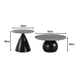 Tavolina kafeje Caple pakoworld set me 2 metal të zi-mdf në nuancë natyrale