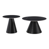 Set tavolinash kafeje Duoma pakoworld prej 2 copash metal i zi - mermer i zi