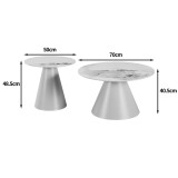 Set tavolinash kafeje Duoma pakoworld prej 2 copash metal i zi - mermer i zi