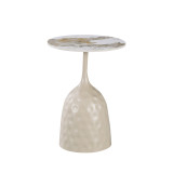 Tavolinë anësore Amphora pakoworld kapuçino metal-mermer-travertin D40x60cm