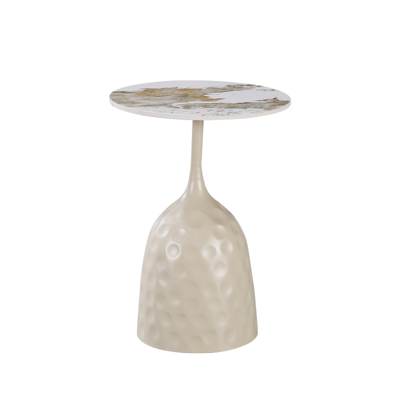 Tavolinë anësore Amphora pakoworld kapuçino metal-mermer-travertin D40x60cm