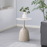 Tavolinë anësore Amphora pakoworld kapuçino metal-mermer-travertin D40x60cm