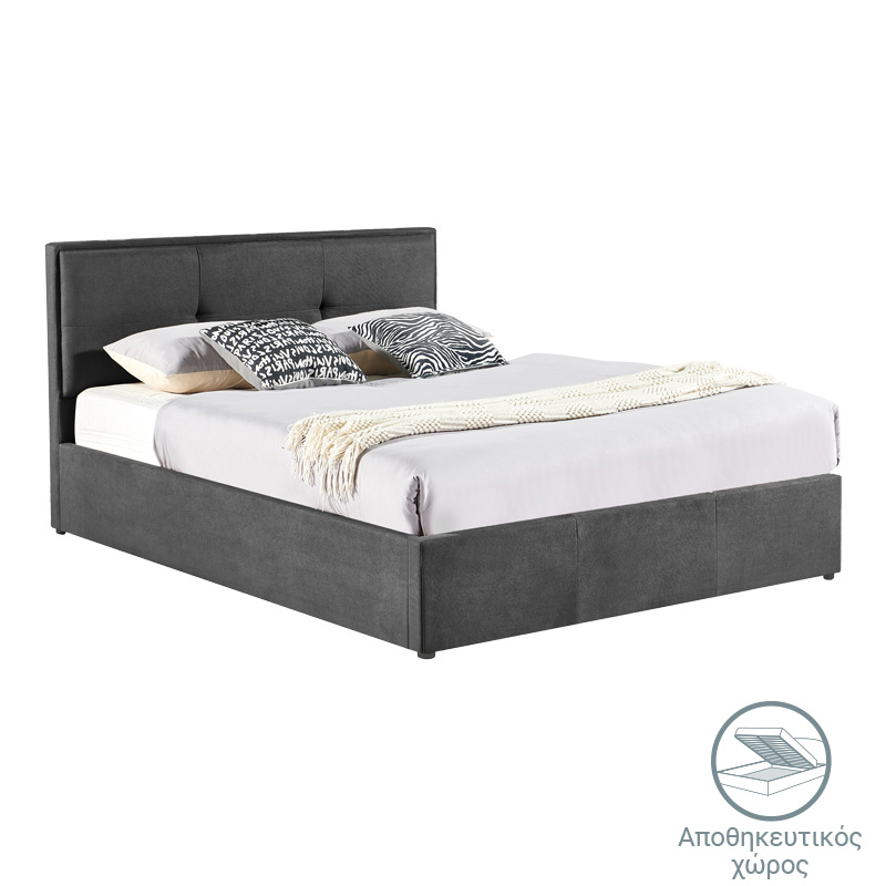 Sonnie pakoworld krevat dopio me hapësirë magazinimi pëlhurë qymyrguri 150x200cm