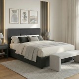 Sonnie pakoworld krevat dopio me hapësirë magazinimi pëlhurë qymyrguri 150x200cm