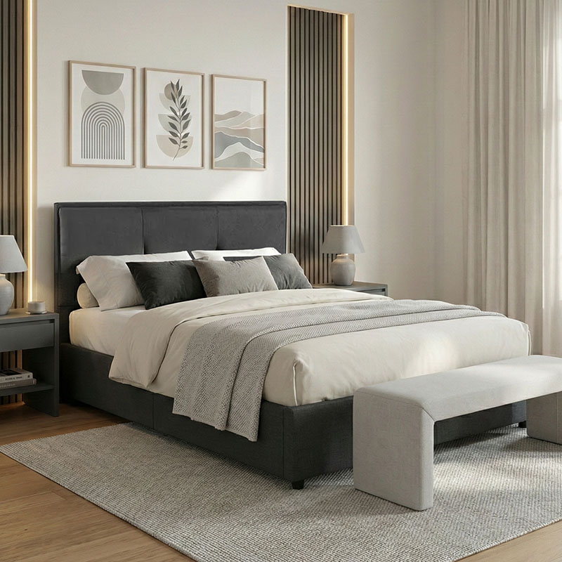 Sonnie pakoworld krevat dopio me hapësirë magazinimi pëlhurë qymyrguri 150x200cm